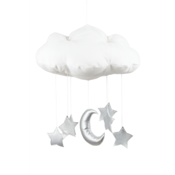Prémium függő felhőcske dekoráció fehér-ezüst