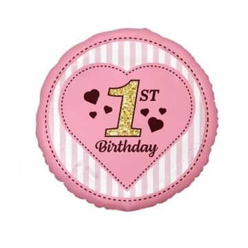 Fólia lufi First Birthday rózsaszín