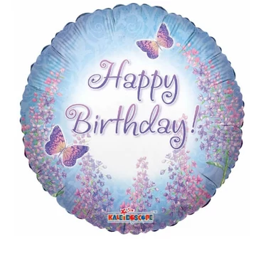 Fólia lufi lila pillangós Happy Birthday
