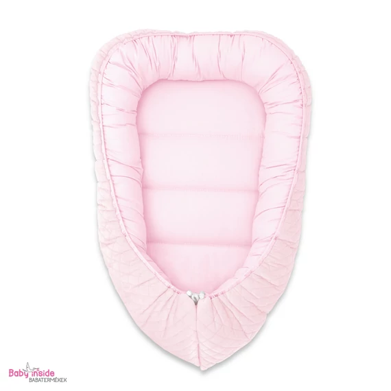Babafészek prémium velvet rózsaszín