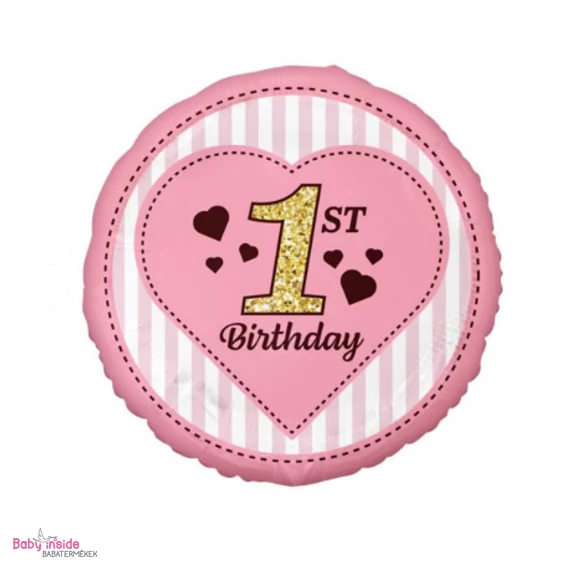 Fólia lufi First Birthday rózsaszín
