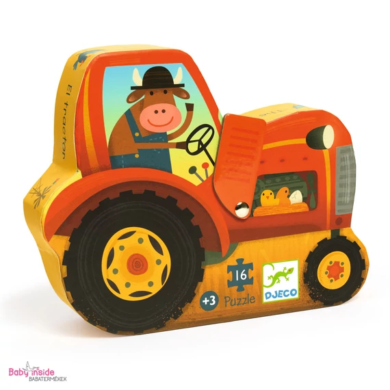 DJECO formadobozos mini puzzle - Traktor 16-db-os