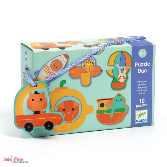DJECO Párosító puzzle - Járművek, 20 db-os - Duo Vehicles