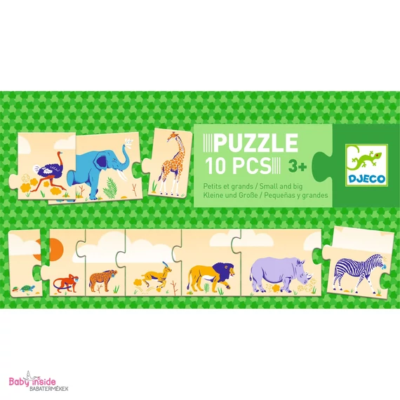 DJECO Sorozatkirakó puzzle - Kicsi és nagy, 10 db-os