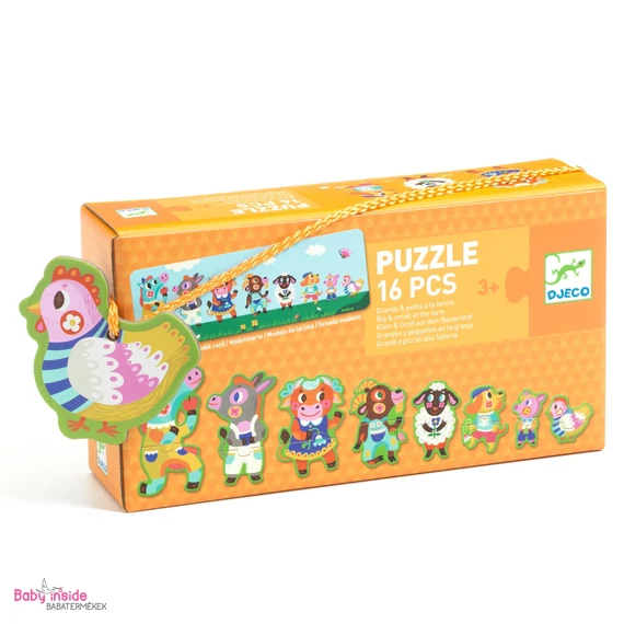 DJECO Sorozatkirakó puzzle - Nagyok és kicsik a tanyán, 16 db-os 