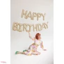 Kép 2/2 - Fólia lufi felirat Happy Birthday - bézs