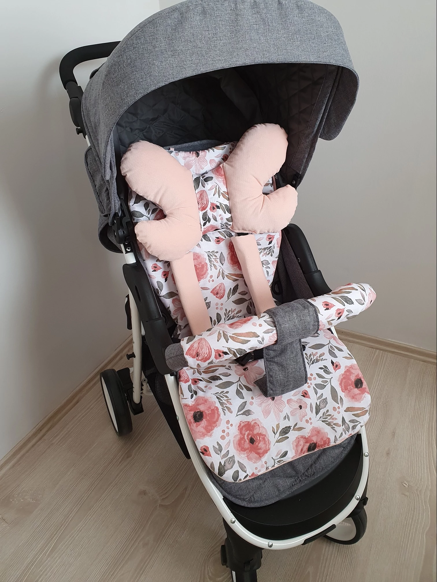 Babakocsi betét szett prémium velvet + Bella Begonia