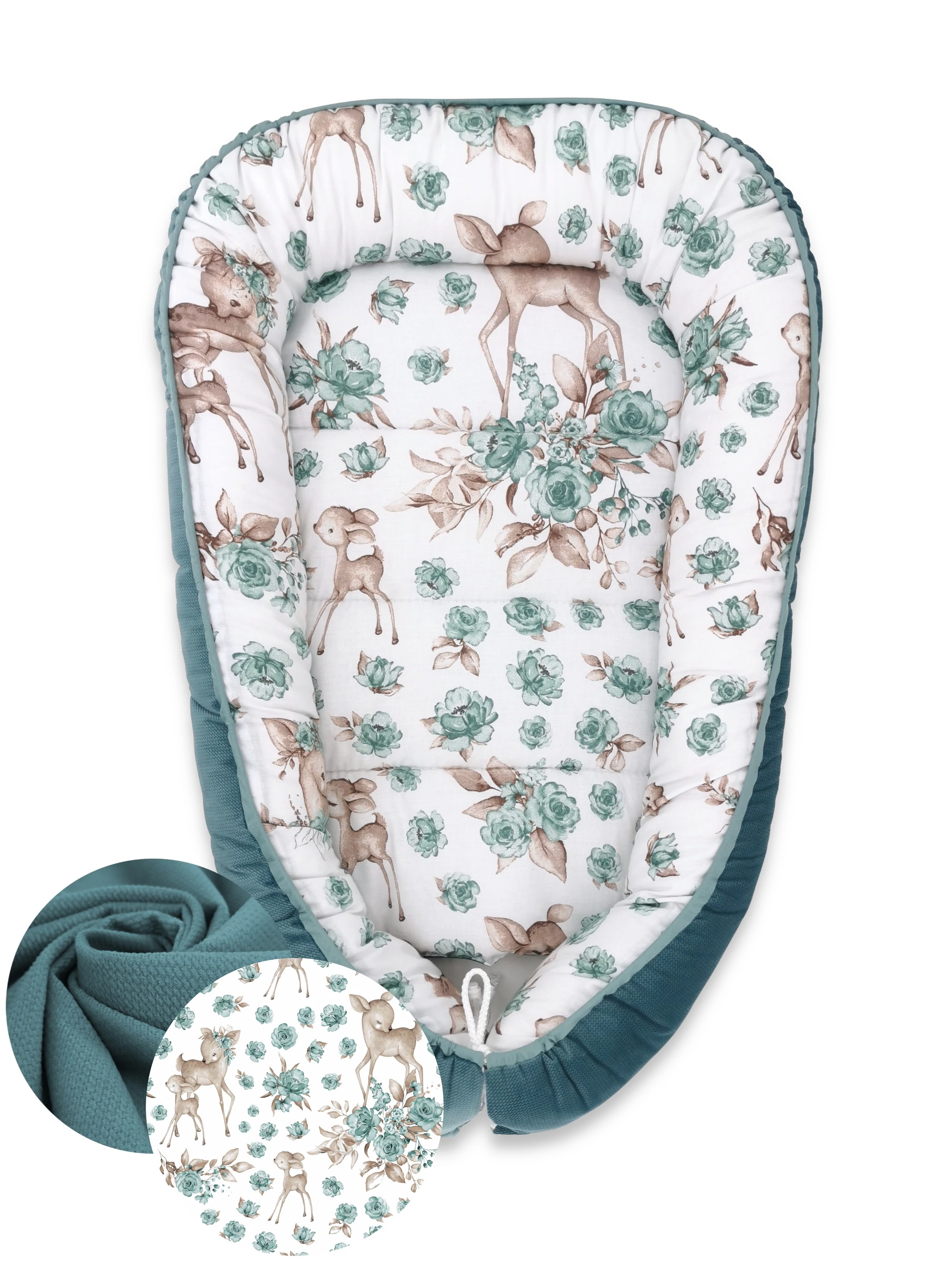 Babafészek prémium velvet Sweet Deer green
