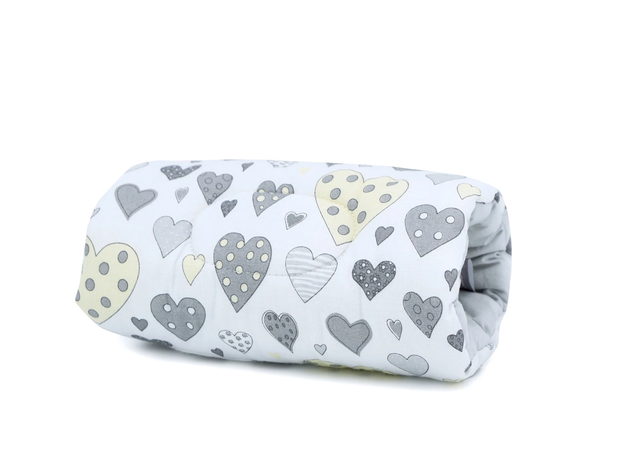 Szoptatós karpárna szürke-sárga szívecskés