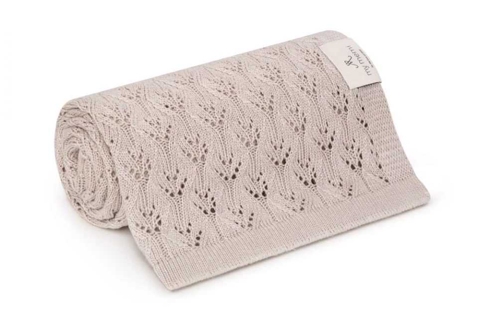 My Memi Prémium AZÚR kötött bambusz takaró light beige