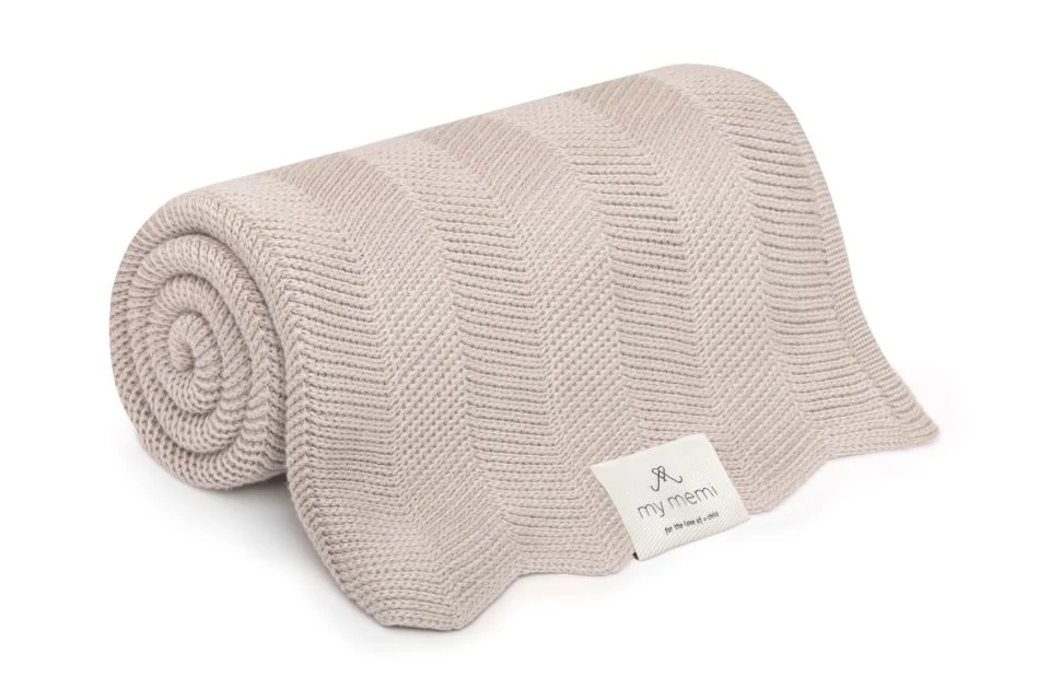 My Memi Prémium kötött bambusz takaró Fir light beige