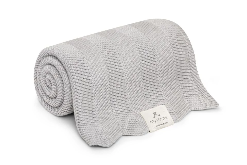 My Memi Prémium kötött bambusz takaró Fir light grey