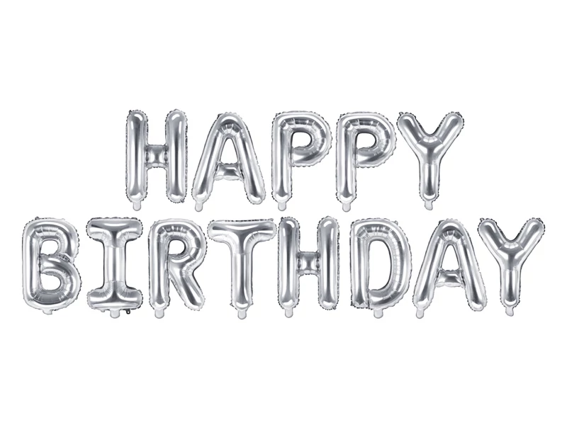 Fólia lufi felirat Happy Birthday - ezüst