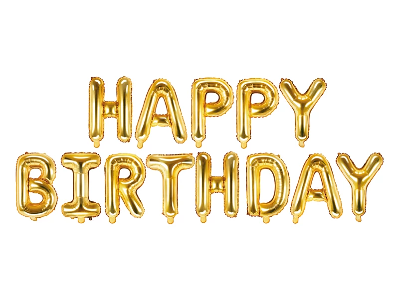 Fólia lufi felirat Happy Birthday - arany