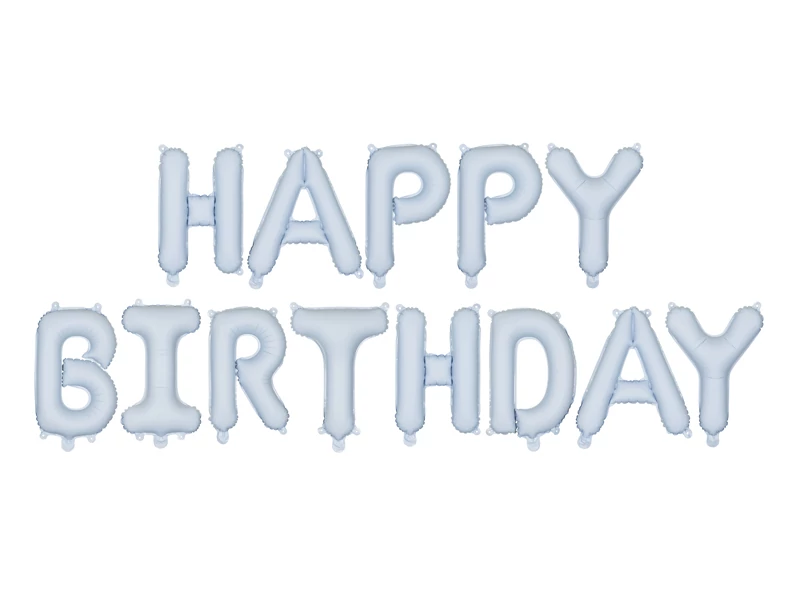 Fólia lufi felirat Happy Birthday - világoskék