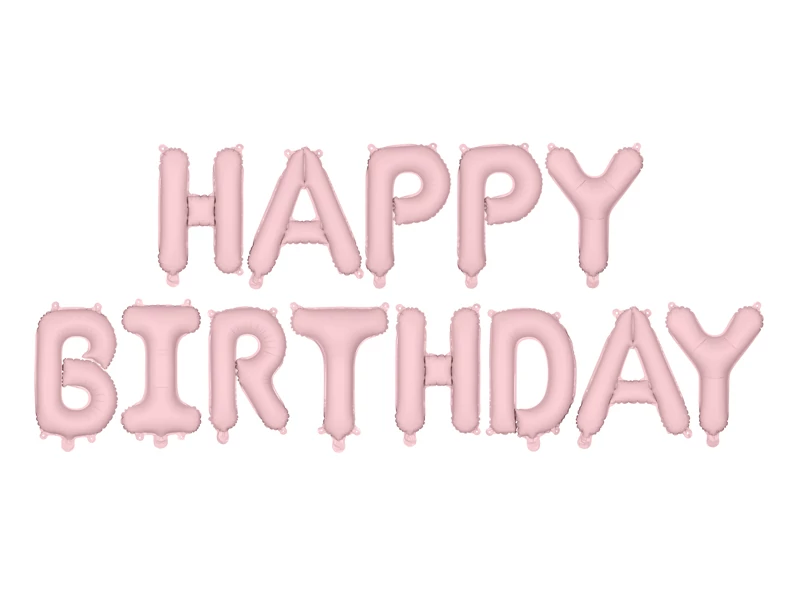 Fólia lufi felirat Happy Birthday - rózsaszín