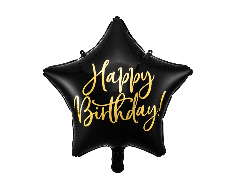 Fólia lufi fekete csillagos Happy Birthday