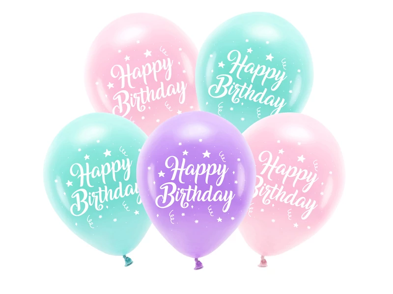 Eco lufi csomag Happy Birthday pasztell