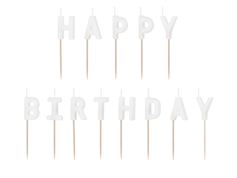 Tortagyertya Happy birthday fehér színű