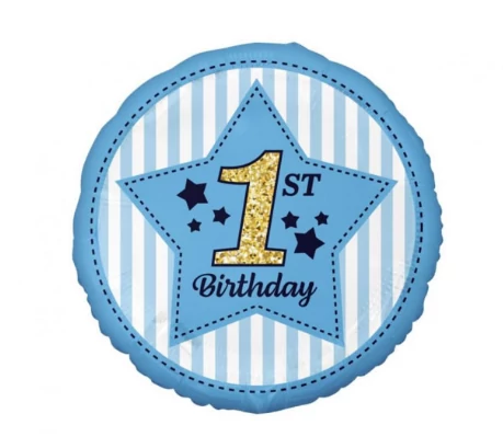 Fólia lufi First Birthday kék