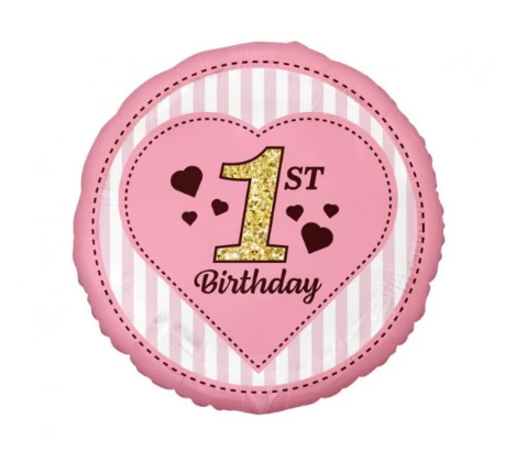 Fólia lufi First Birthday rózsaszín