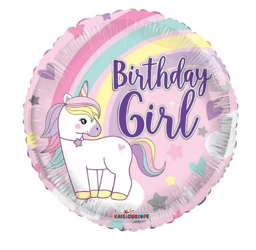 Fólia lufi kerek Unikornis Birthday girl