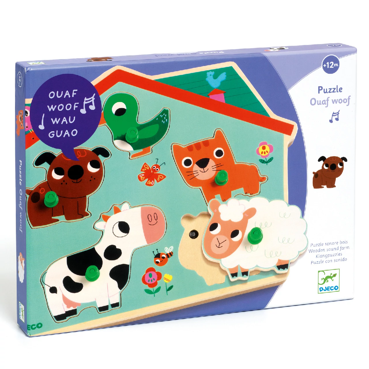 DJECO Formaillesztő, formaberakó - Felelgetős háziállatok - Sound Ouaf woof