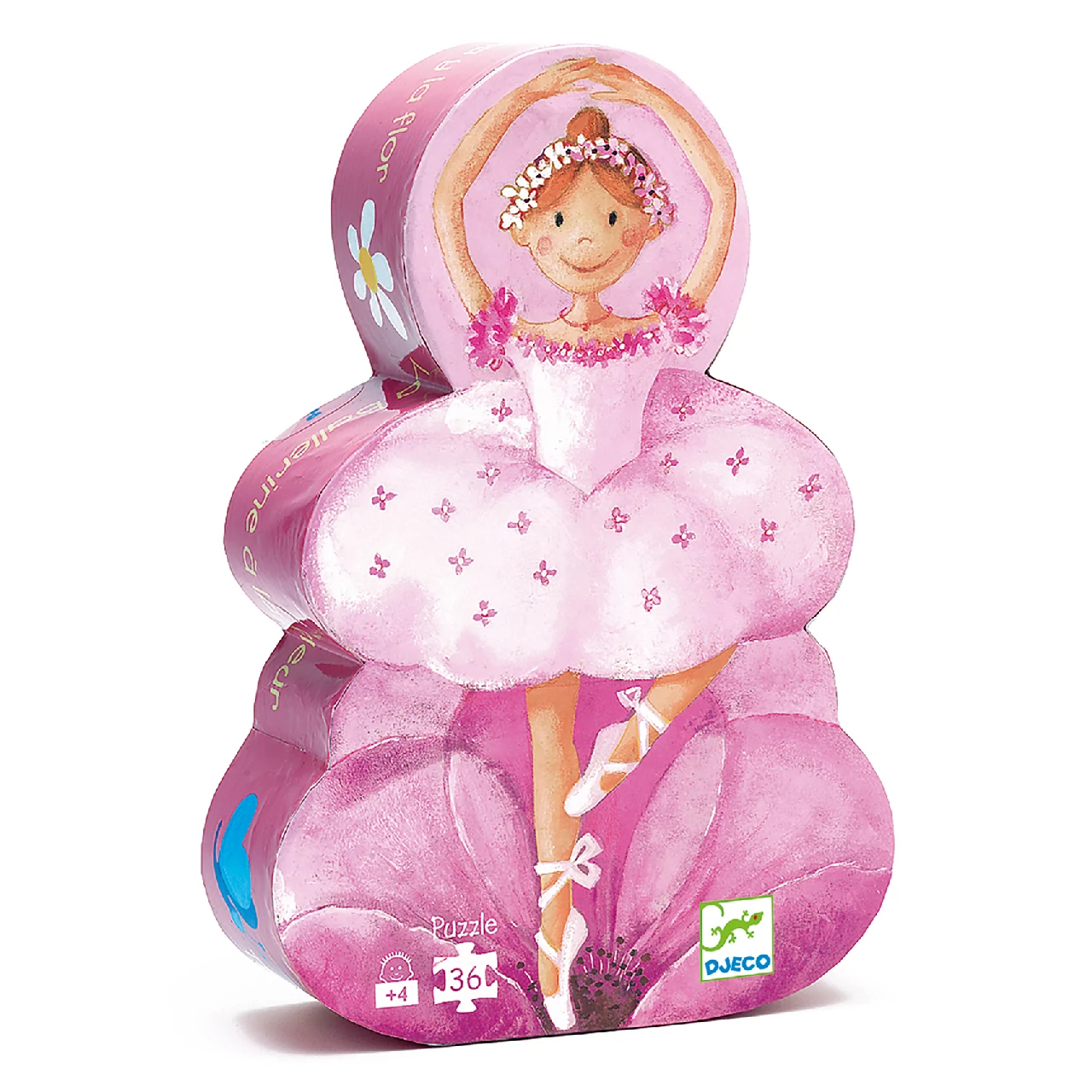 DJECO Formadobozos puzzle - Balerina virággal, 36 db-os -The ballerina with the flower