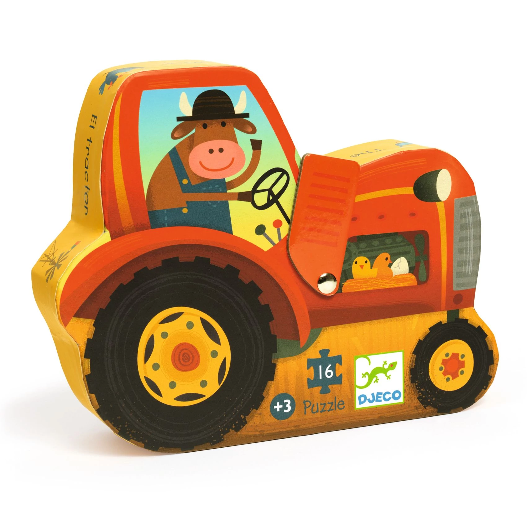 DJECO formadobozos mini puzzle - Traktor 16-db-os