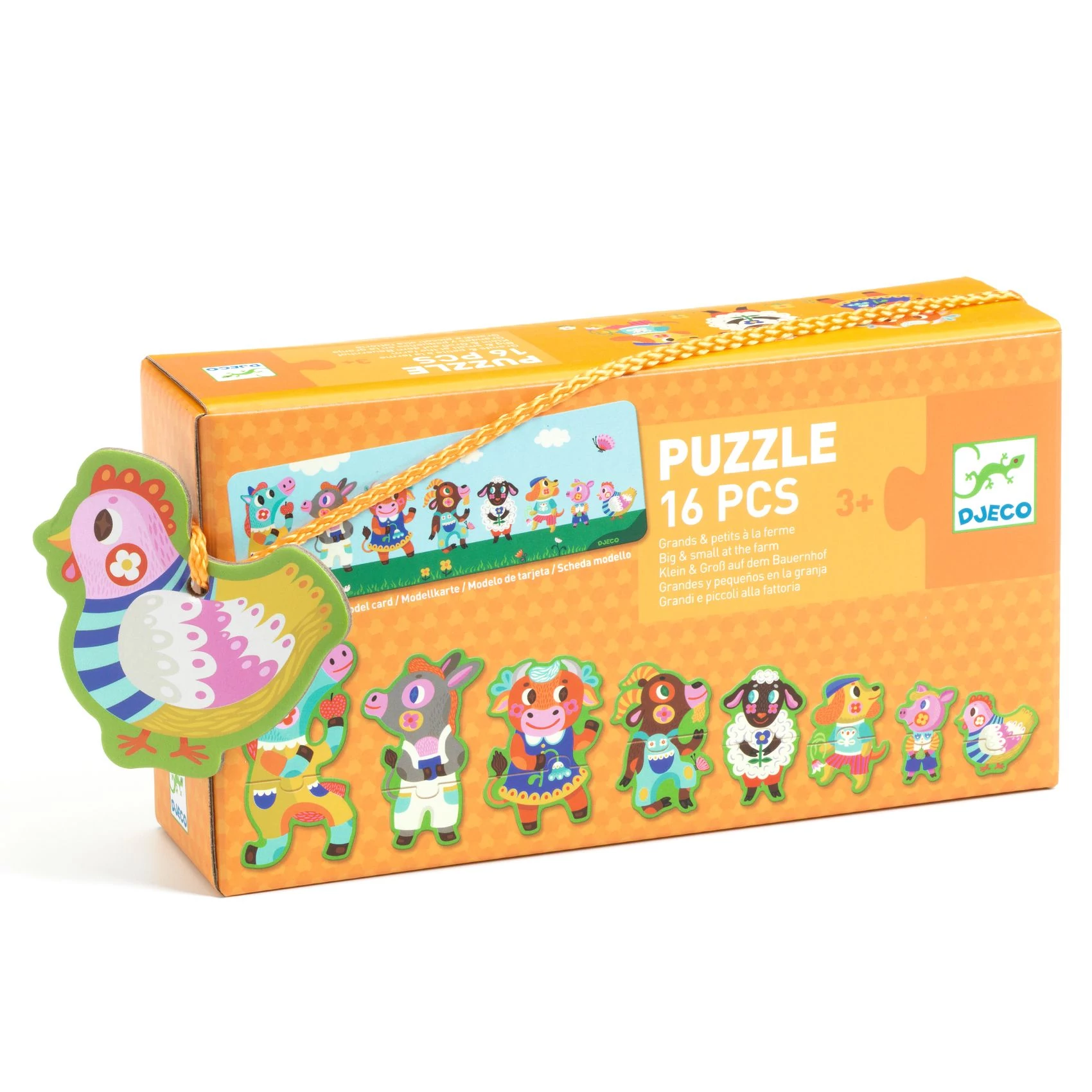 DJECO Sorozatkirakó puzzle - Nagyok és kicsik a tanyán, 16 db-os 