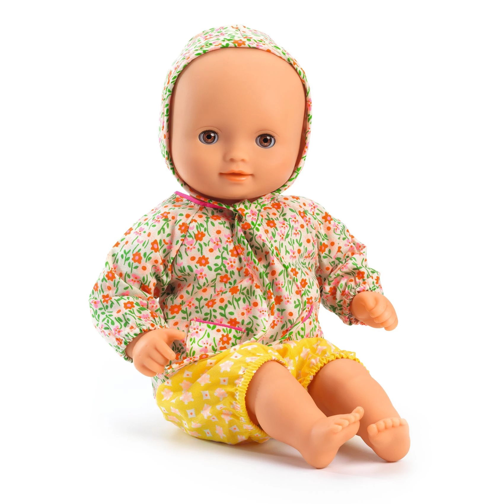 DJECO Pomea Flóra játékbaba, barna szemű 32cm