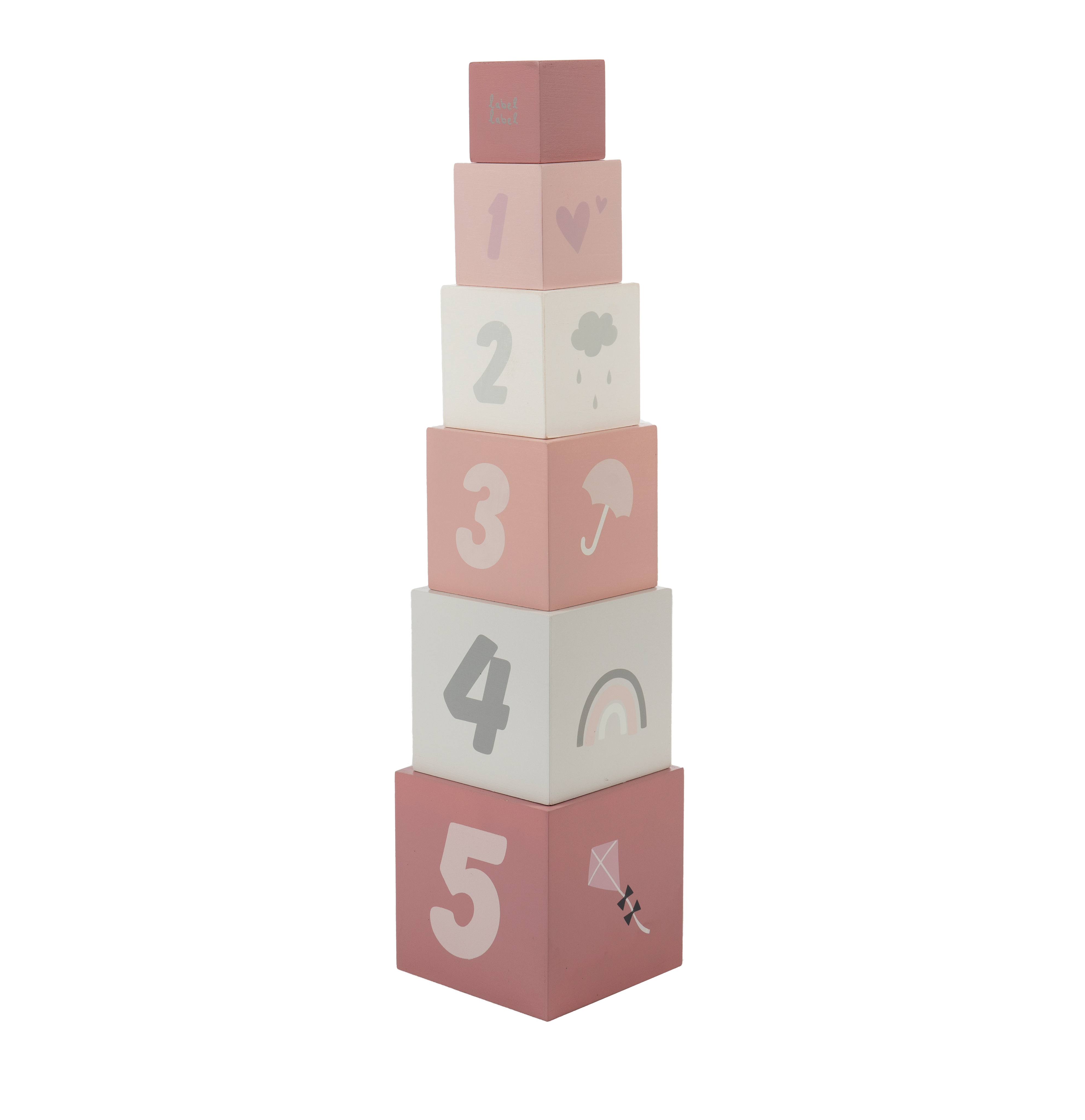 Label Label fa játék építőkocka számokkal rózsaszín